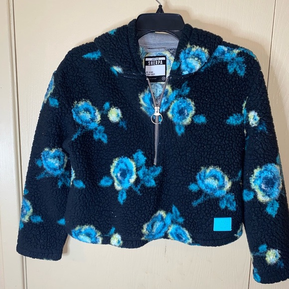 Justice blue floral Sherpa - size 12 - Picture 1 of 5
